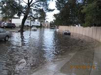 Car on flooded street