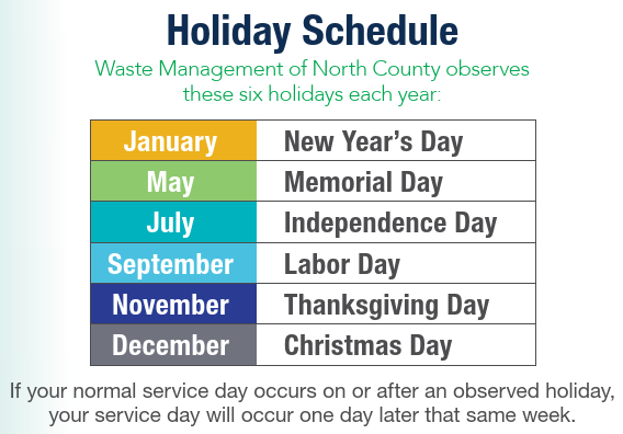 WM Holiday Schedule